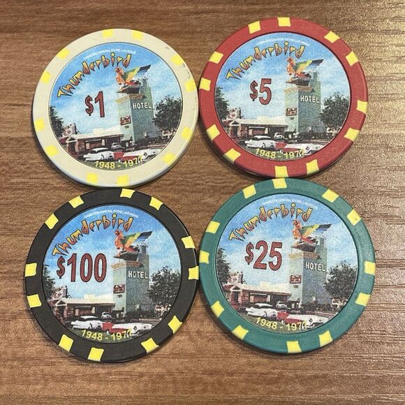 Thunderbird - Lot of *4* Commerative Casino Chips - Las Vegas, Nevada - Picture 1 of 6